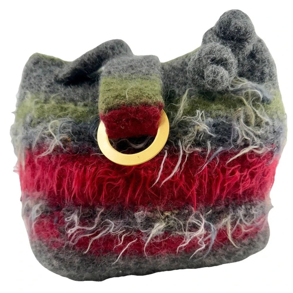 Vintage Mohair Wool Felted‎ Handbag Handcrafted Artisan Made 8